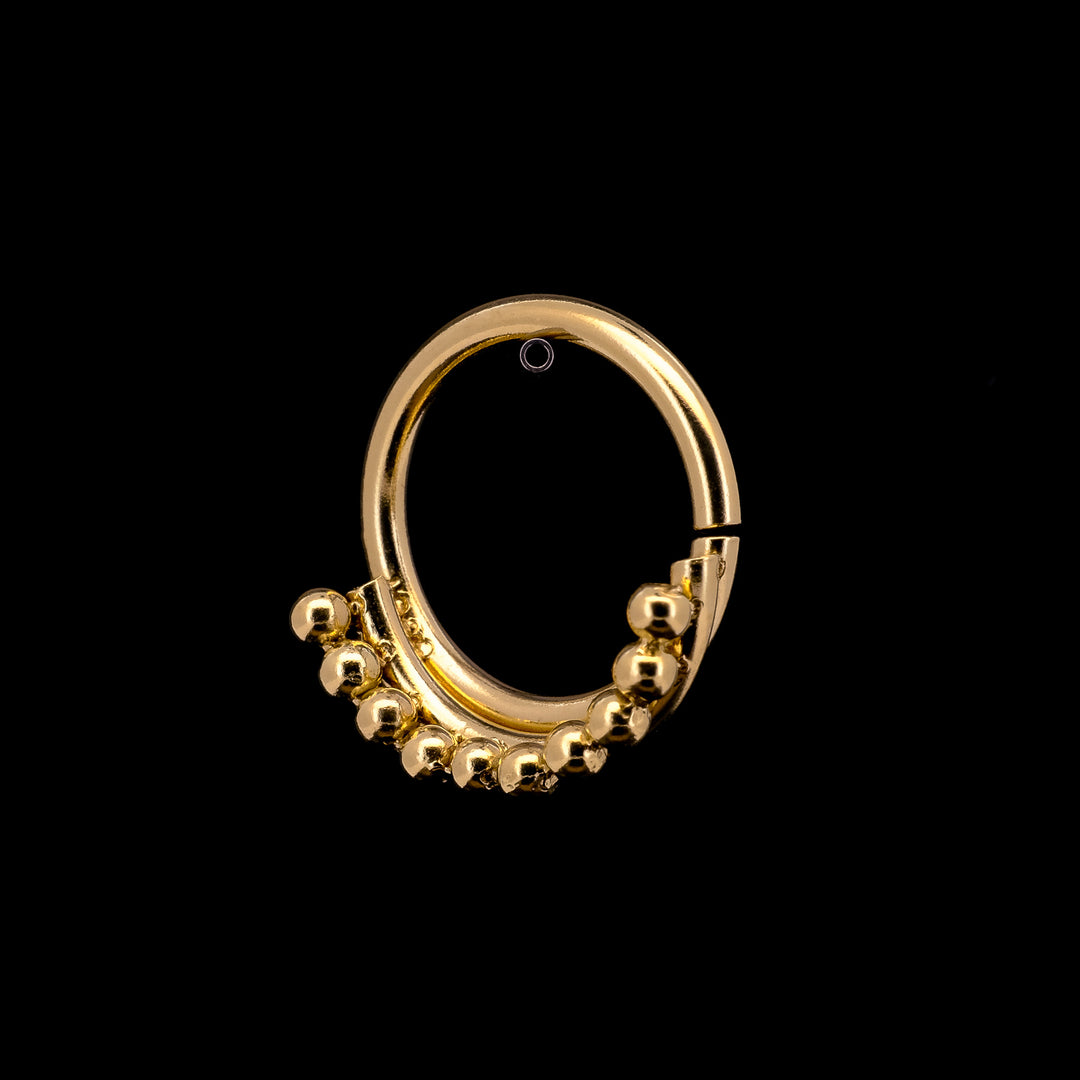 16ga "2 Stacks" with Beaded Accents - Yellow Gold - Seam Ring