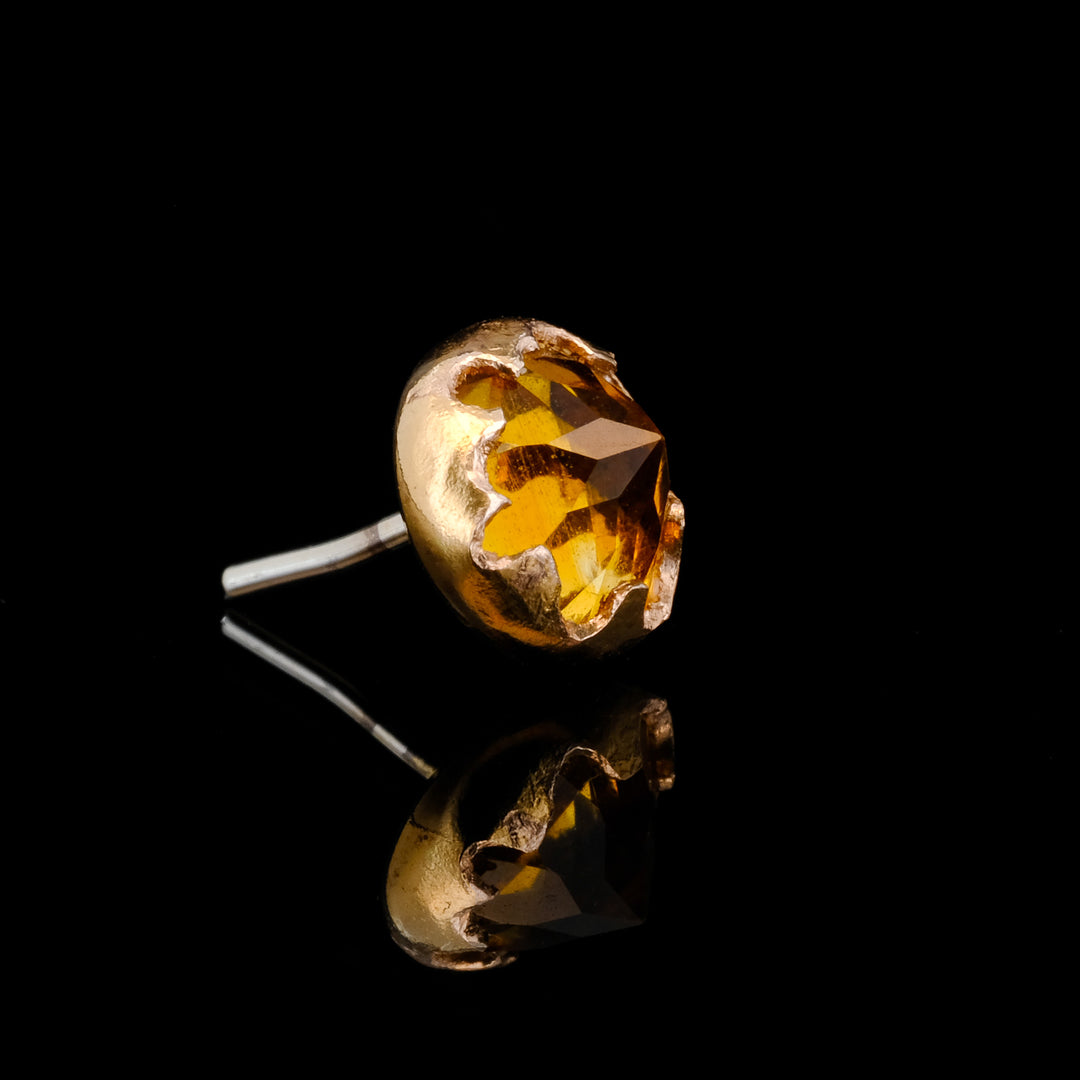 Reverse set Citrine in Yellow Gold - Threadless end