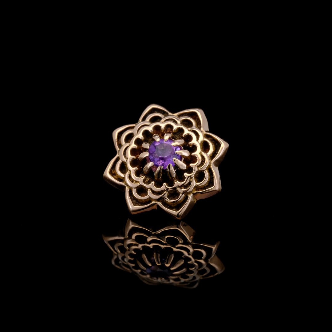 Rose Gold Decorative Flower with Amethyst - Threadless end