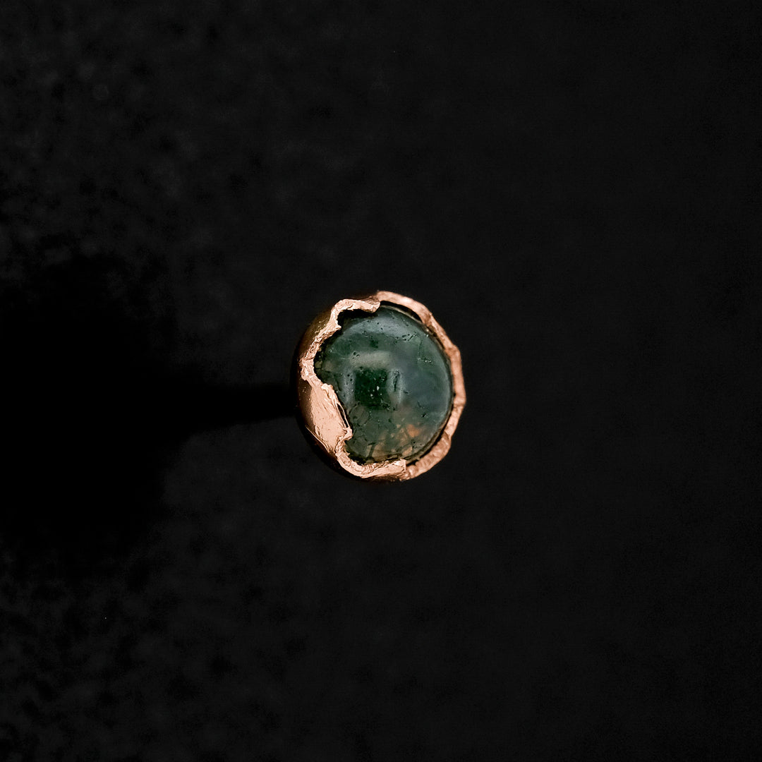 Moss Agate in 14k Rose Gold - Threadless End