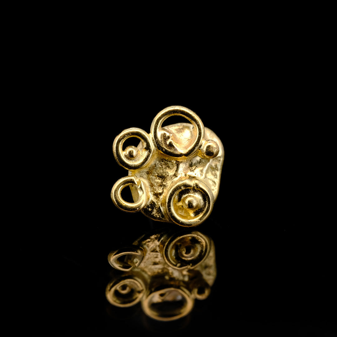 Rings & Dots - Threadless end - 18kt Yellow Gold