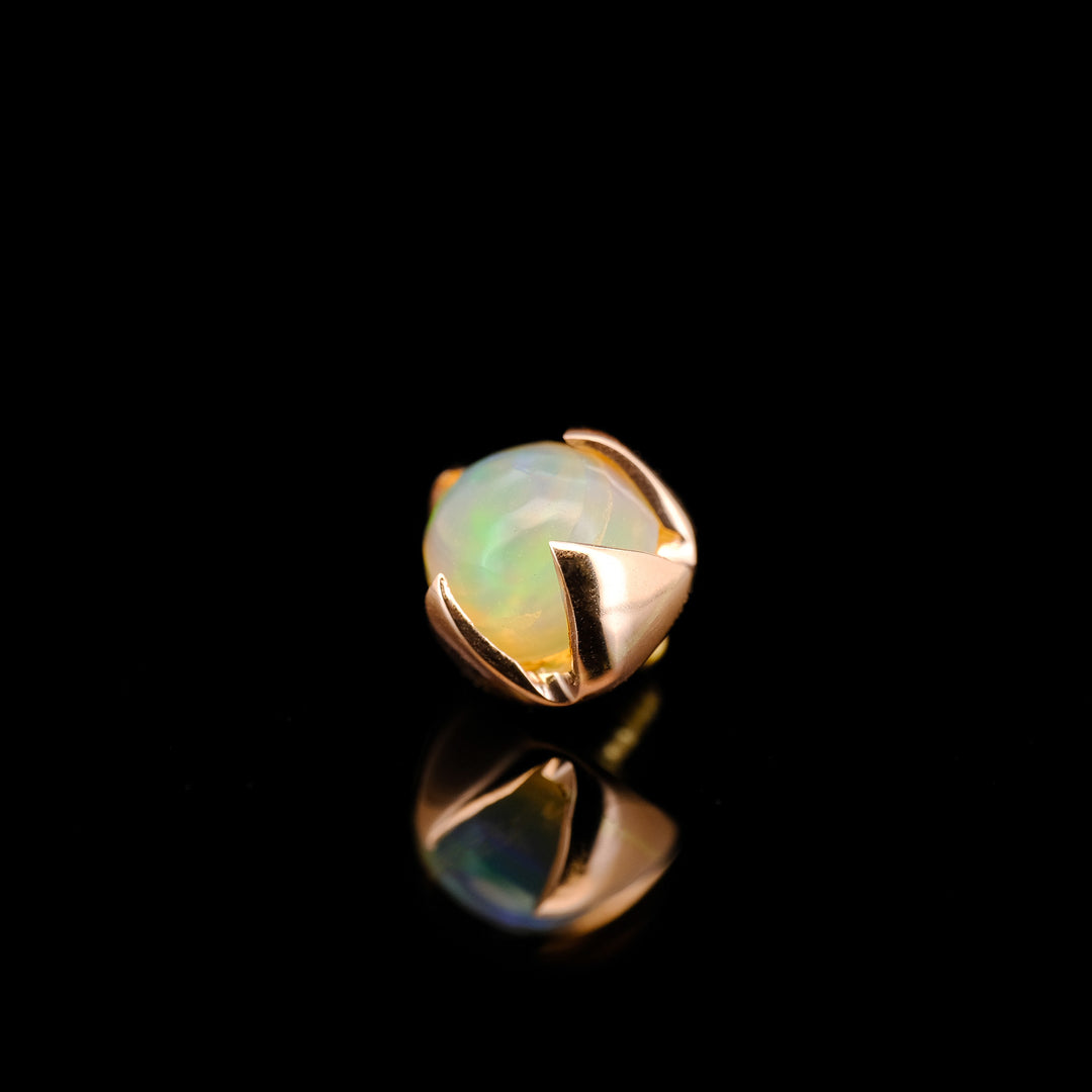 Small Light Opal in Rose Gold - 14ga Threaded end