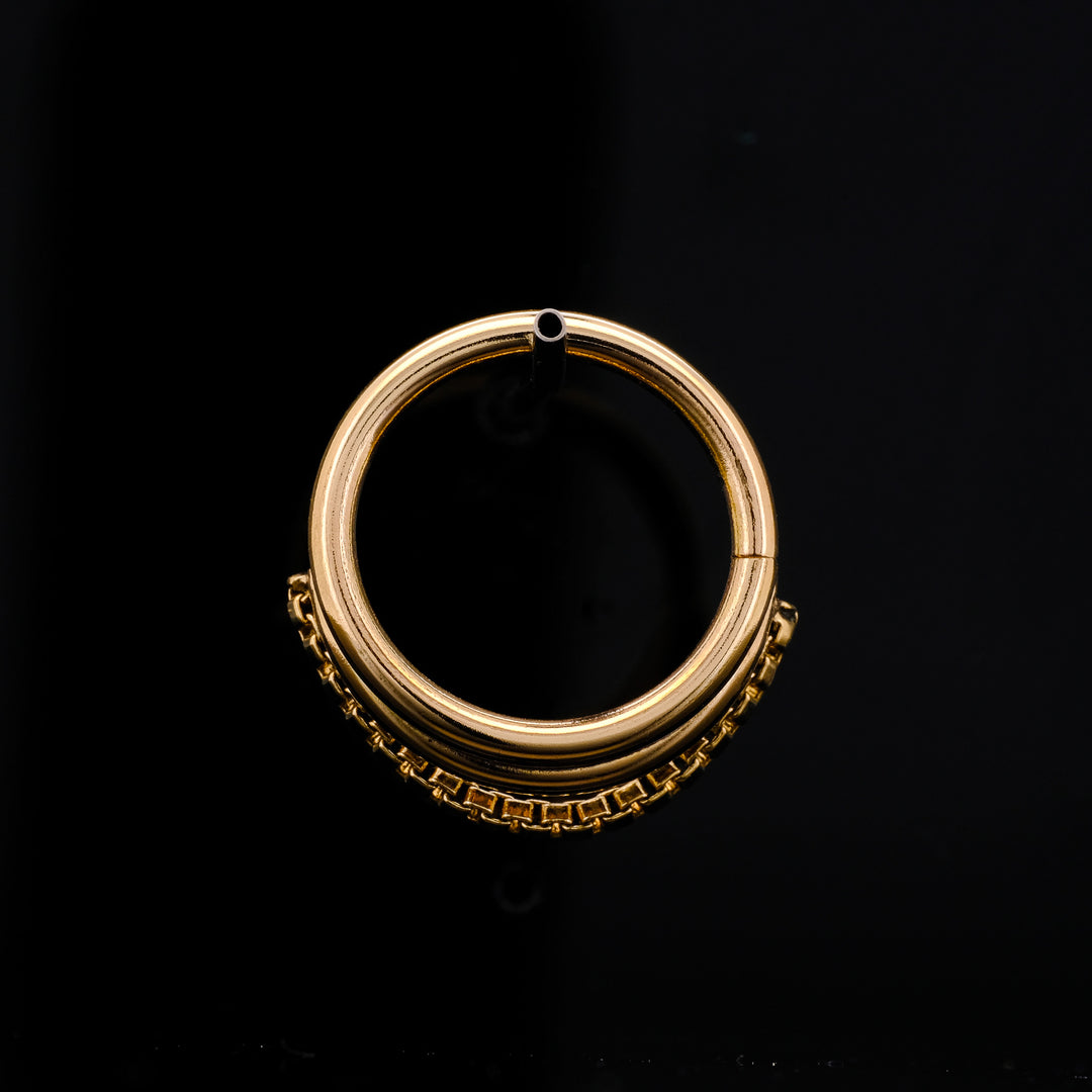16ga (5/16") 2 Stacks with Chain Accent - Yellow Gold - Seam Ring