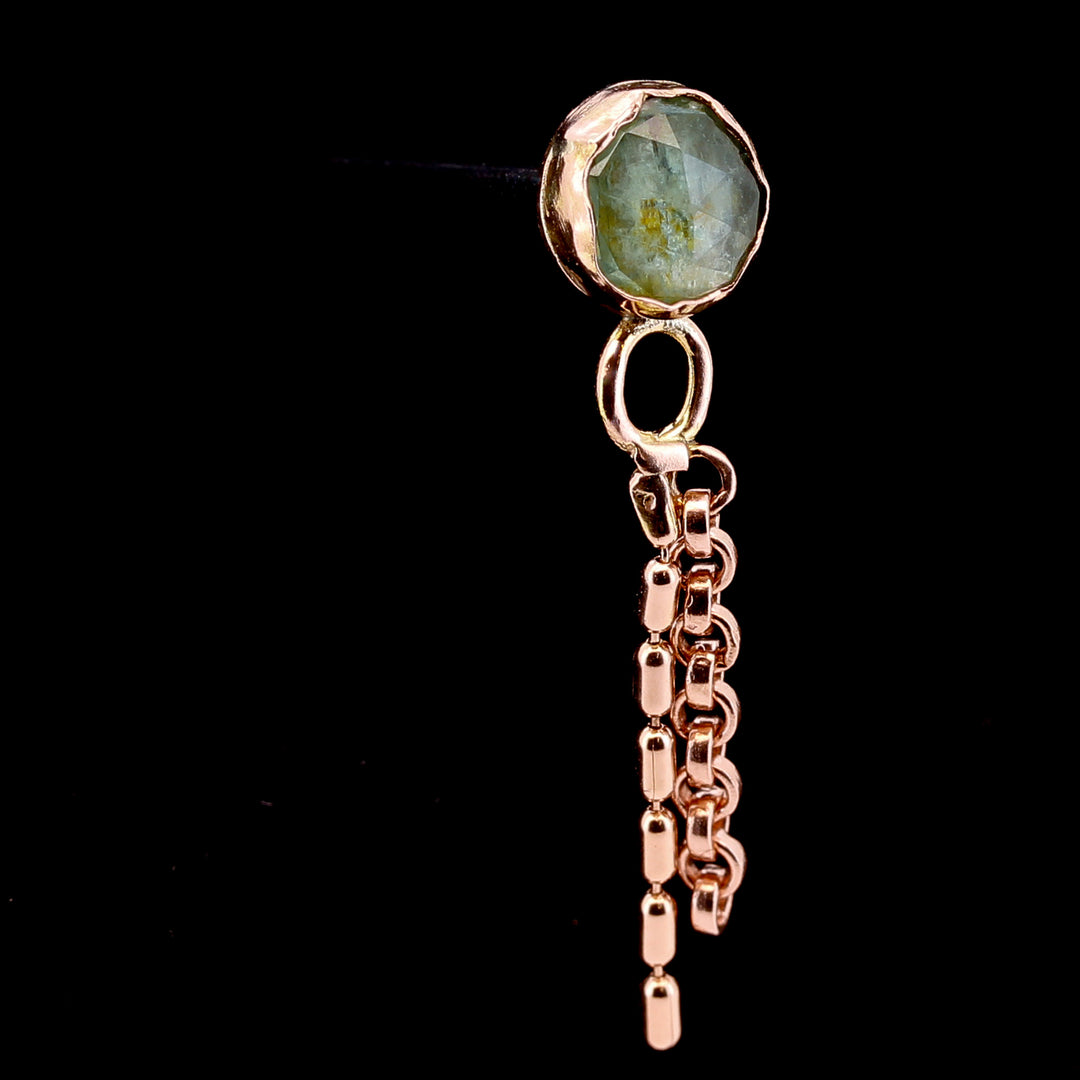 Kyanite in Rose Gold - 14ga threaded end with chains