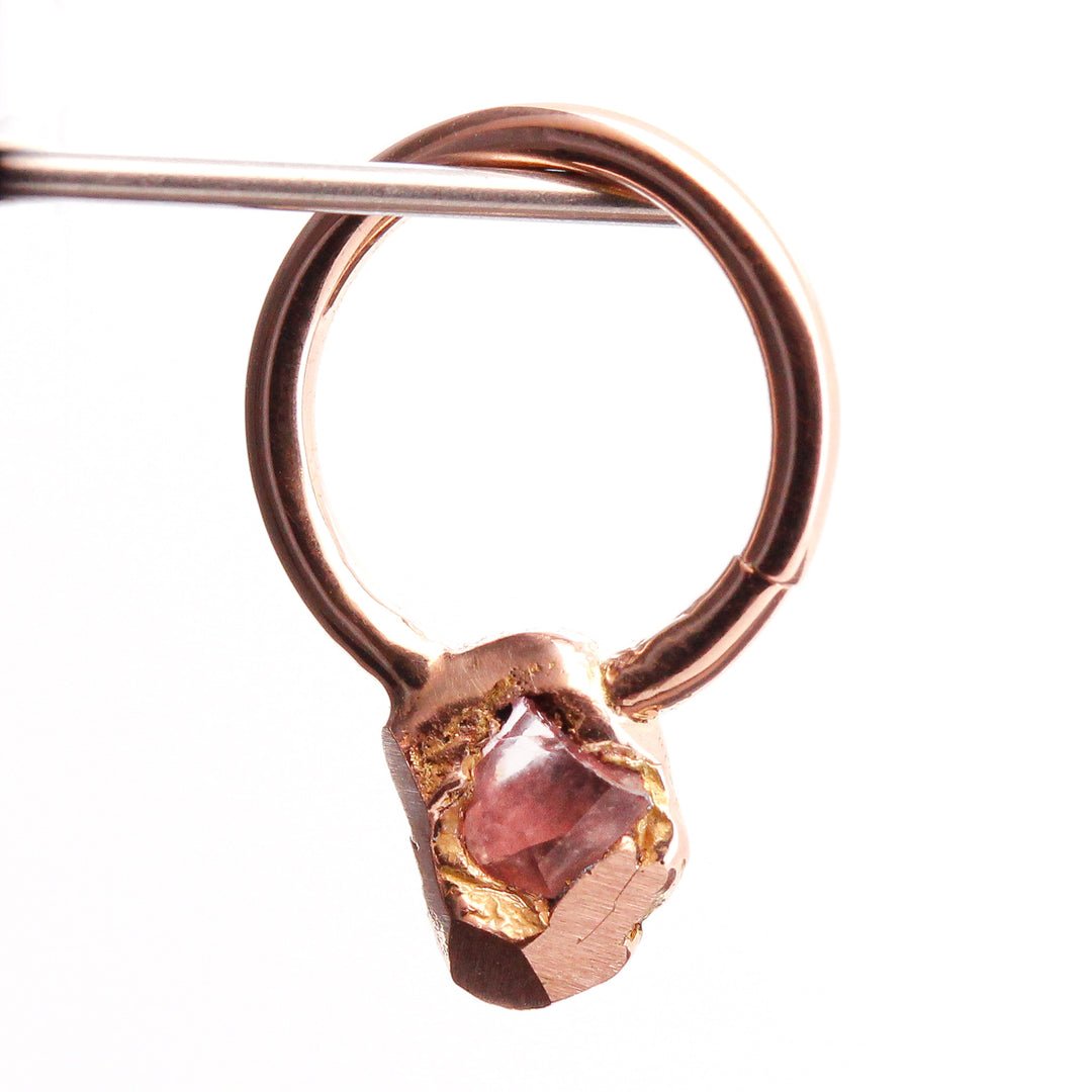 Pink Sapphire in Sculpted Molten Rose Gold - 16ga Seam Ring