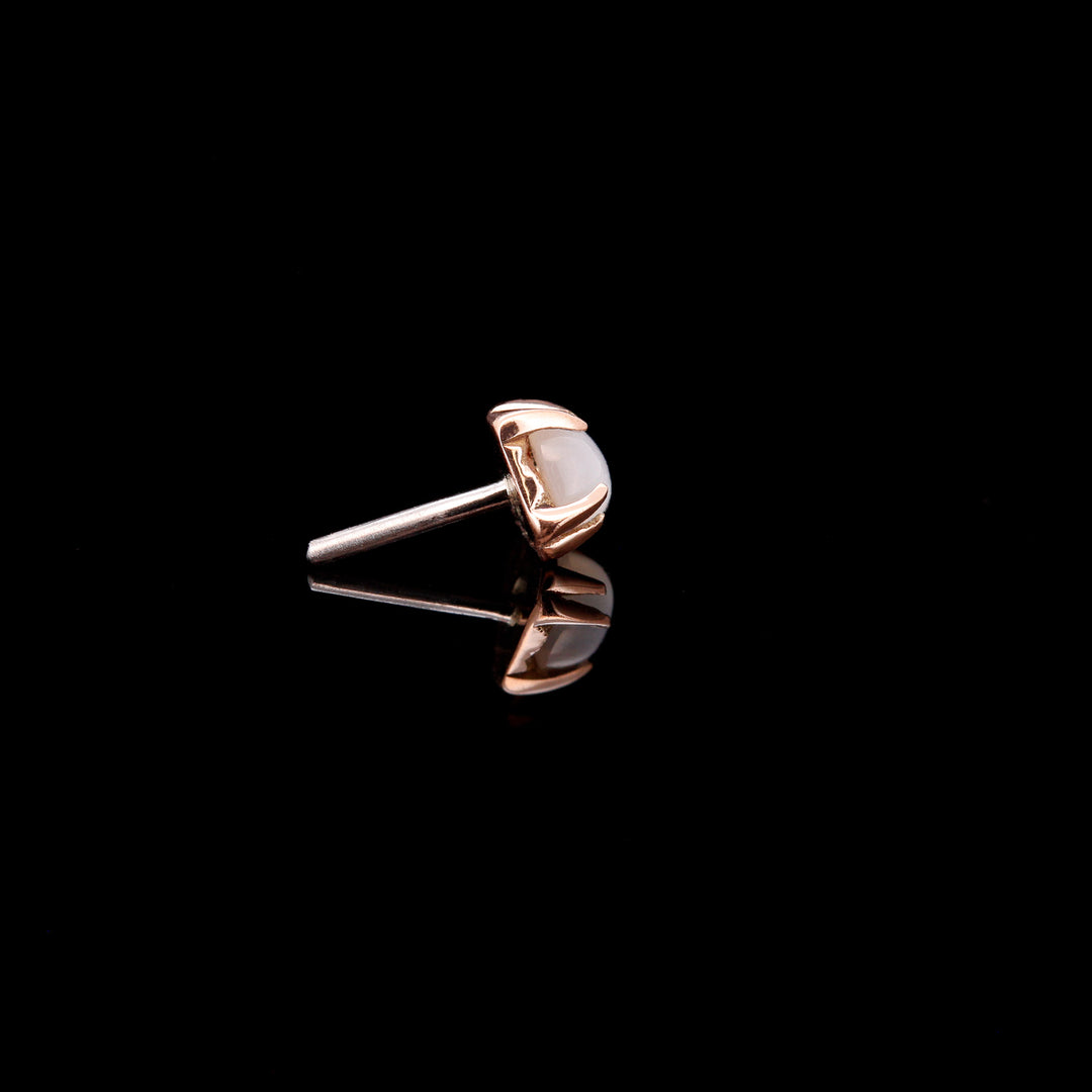 Tiny 2mm Mother of Pearl set in 14kt Rose Gold - Threadless end