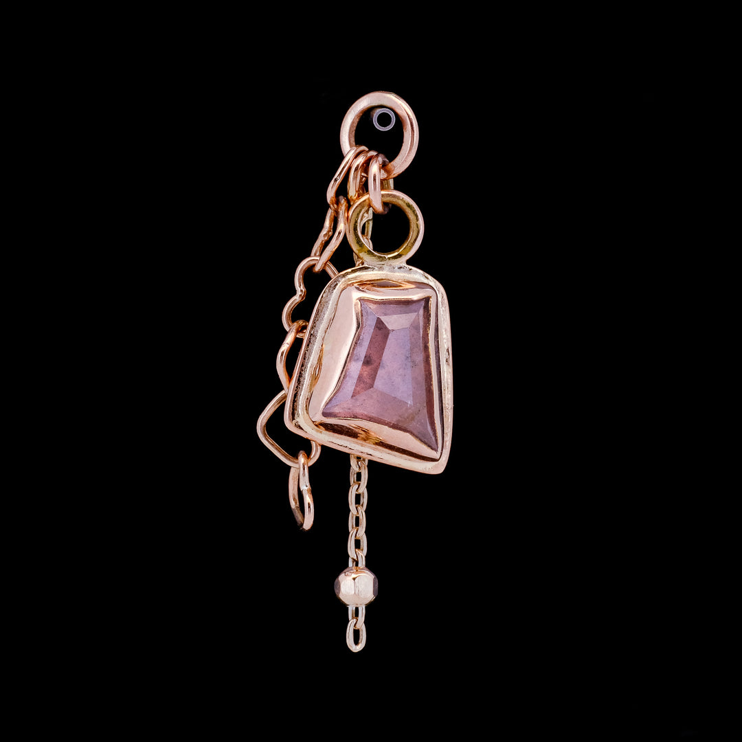 Spinel in Rose Gold Sandman Charm w/ Heart & Bead Chain
