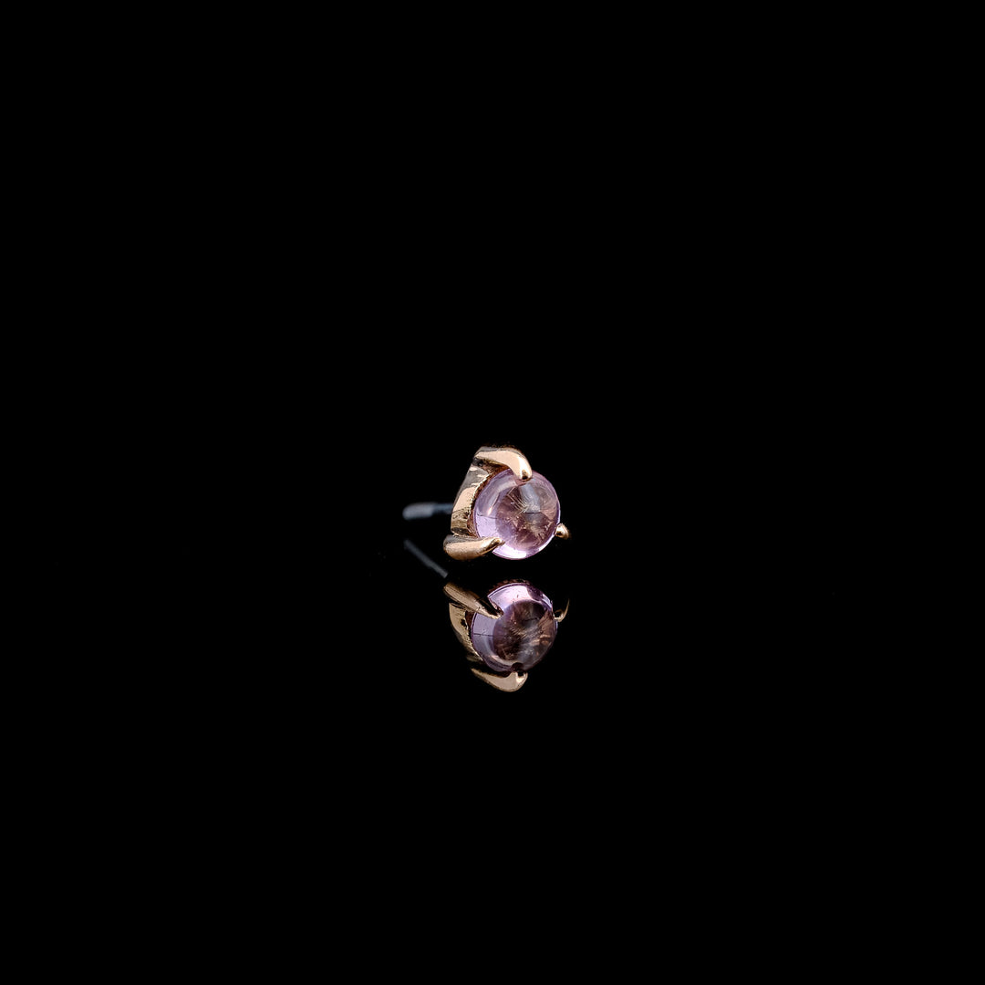 2mm Prong Set  Pink Sapphire in Rose Gold  - Threadless end