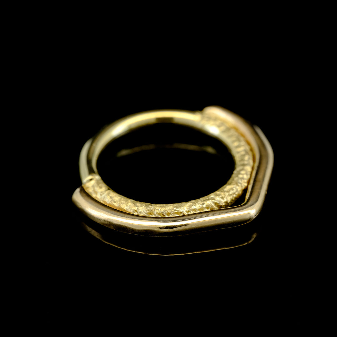 Yellow Gold Textured Petal Seam Ring - 16ga
