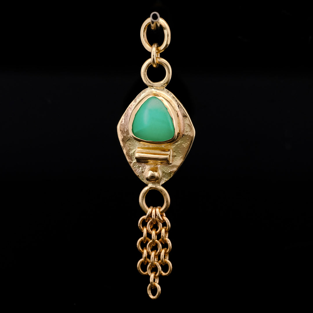 Highnoon + Dendrite Collab - Chrysoprase Trilliant Charm - 14kt Yellow Gold