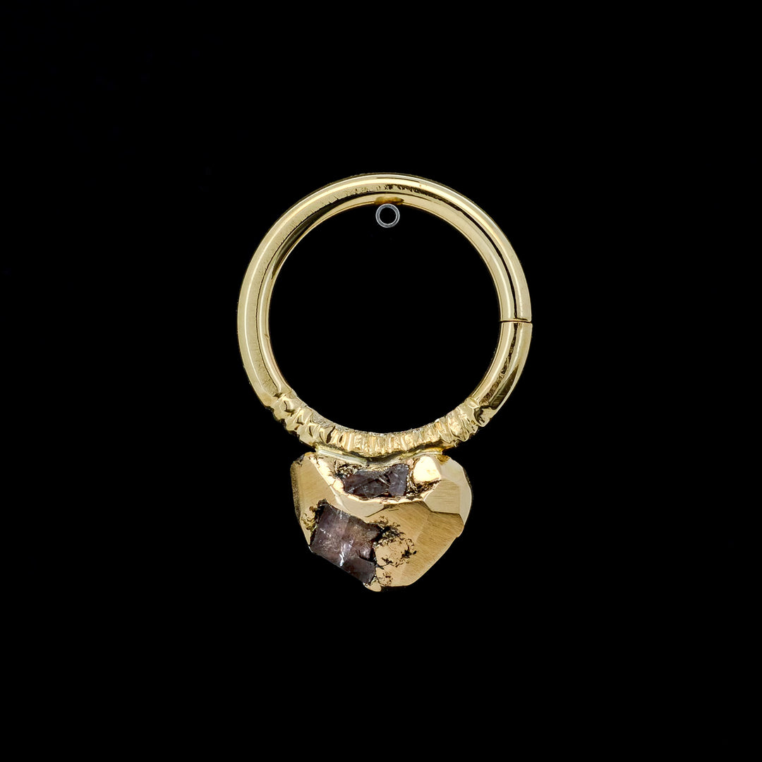Textured & Faceted 14kt Yellow Gold + Gray Sapphire Seam Ring - 16ga