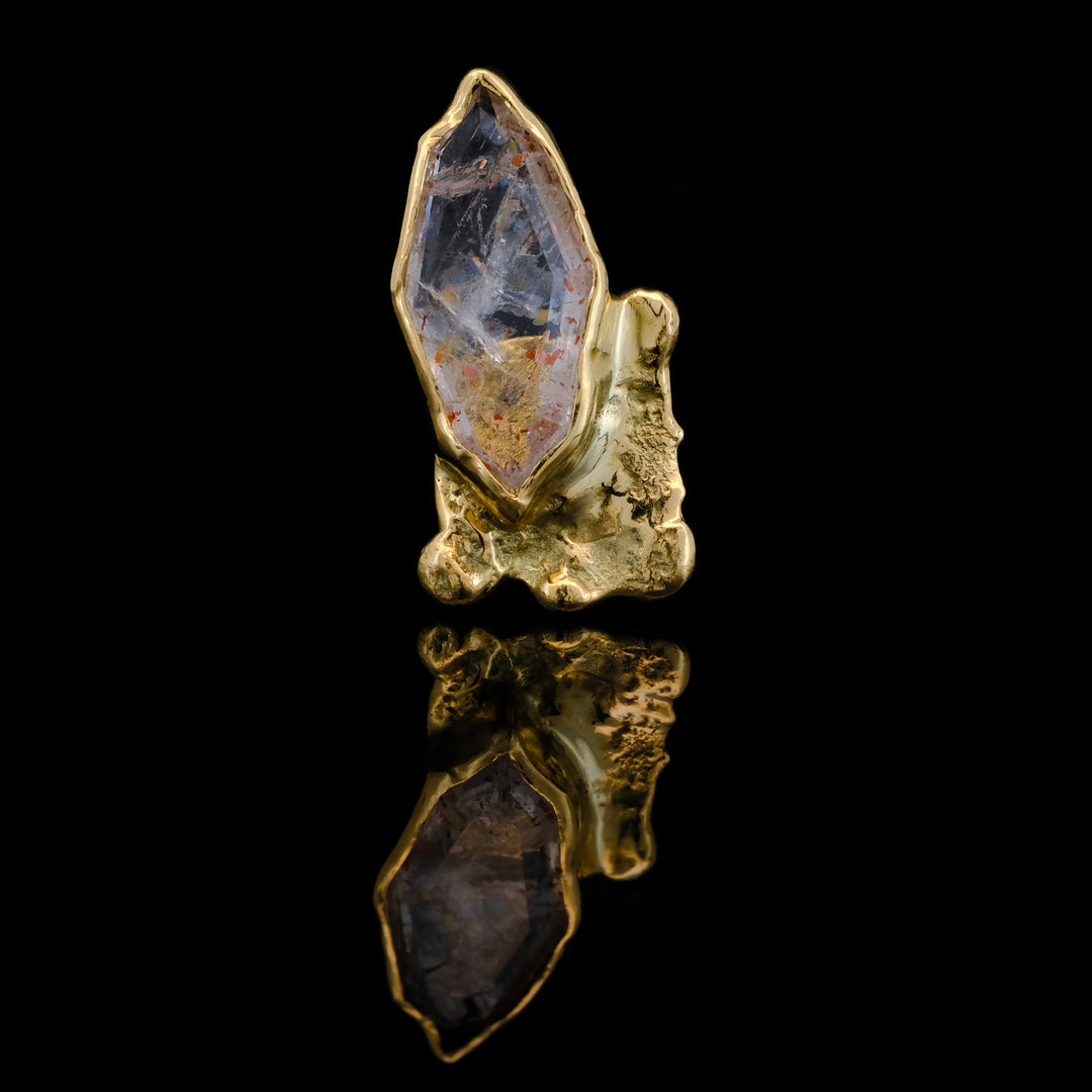 Disco Fire Quartz Crystal in 18kt Yellow Gold - 14ga Threaded end