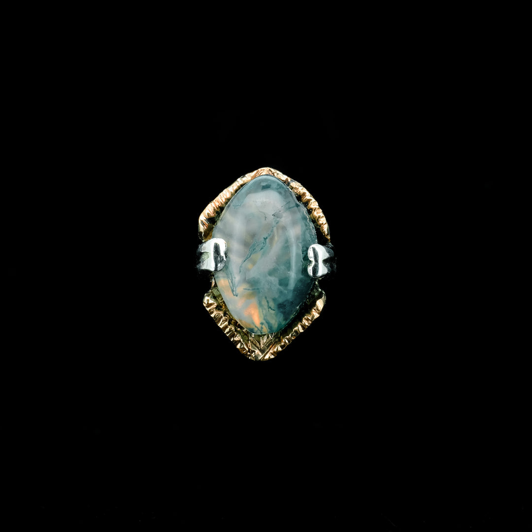 Marquise Moss Agate in 14kt Yellow Gold - 14ga Threaded End
