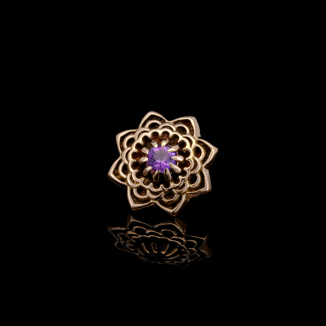 Rose Gold Decorative Flower with Amethyst - Threadless end