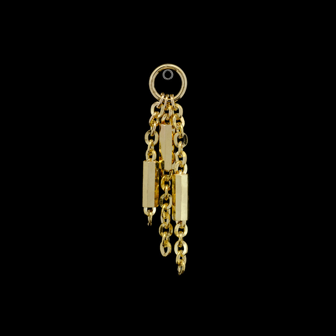 Bar Chain Tassel Charm - 14kt Yellow Gold
