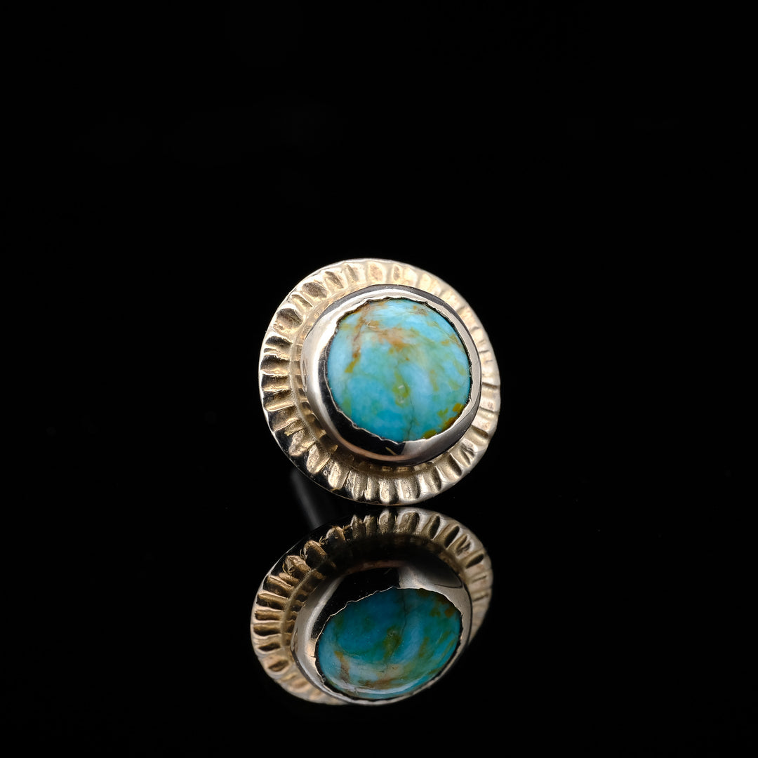 Sunrise - Tyrone Turquoise in 14kt White Gold - 14ga Threaded End