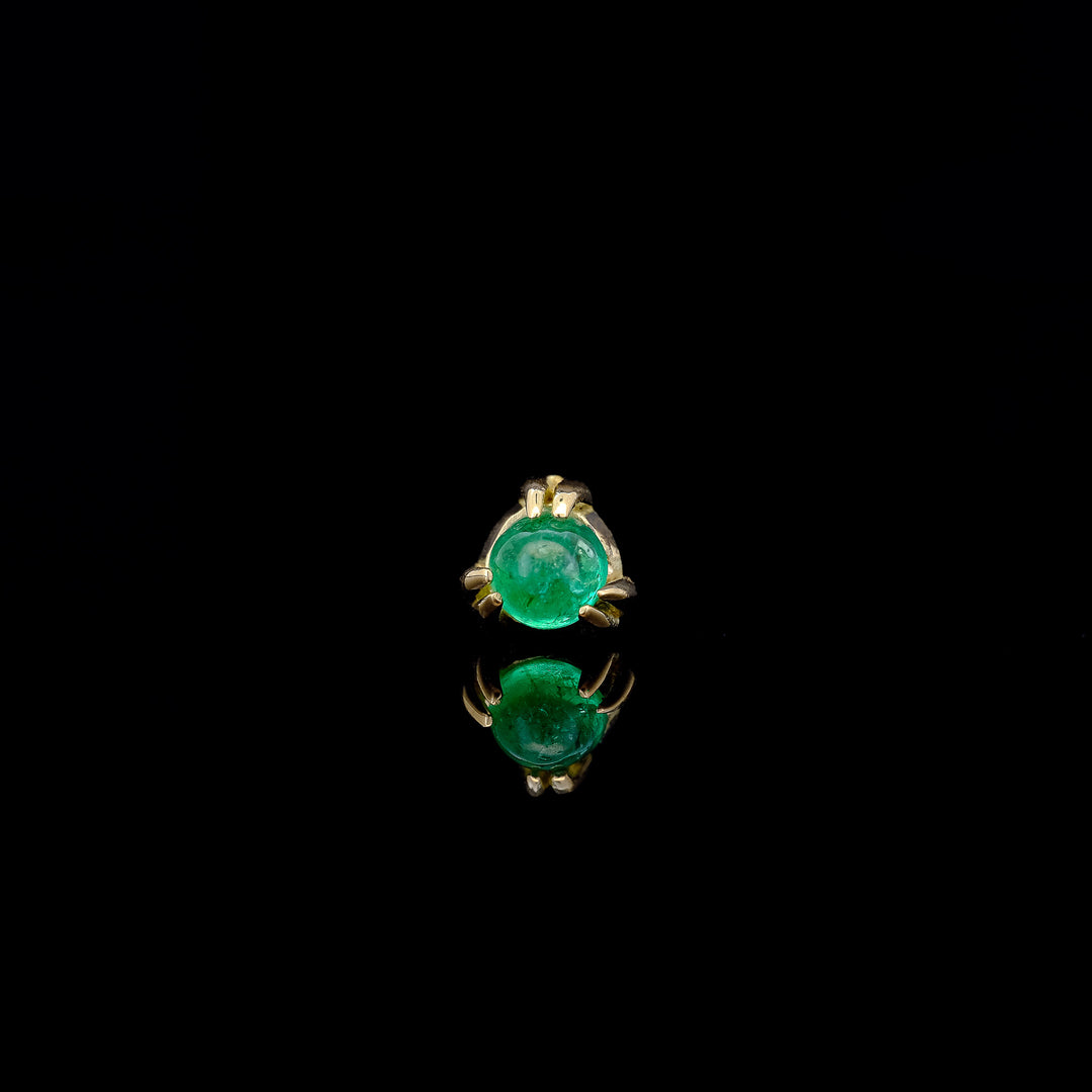 3mm Prong Set Emerald in Yellow Gold  - Threadless end