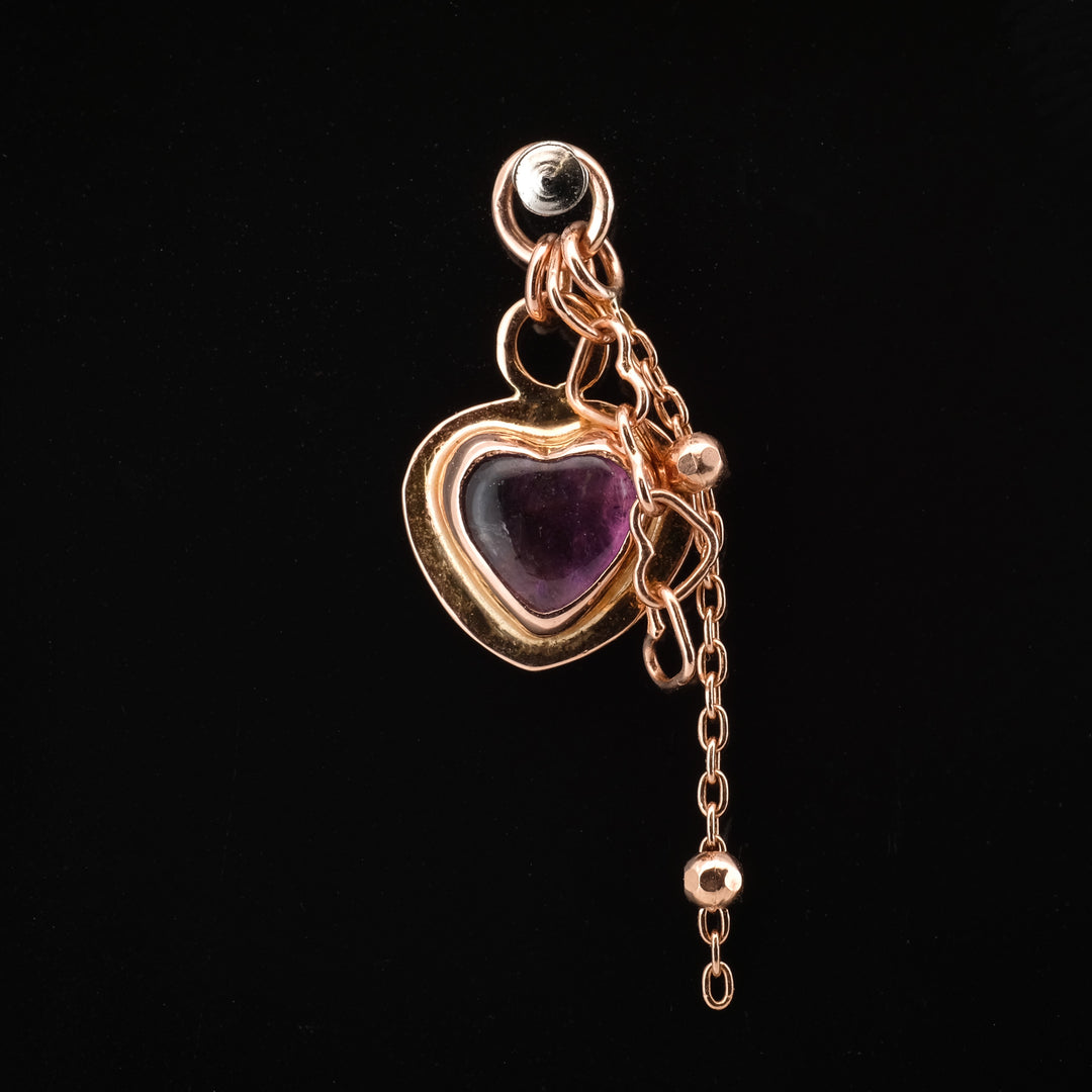Amethyst and Rose Gold Heart Chain Charm