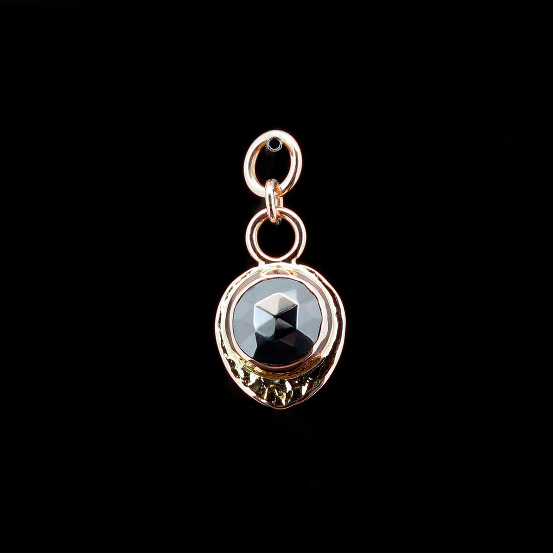 Rose Cut Hematite in 14kt Rose & Yellow Gold Comet Charm