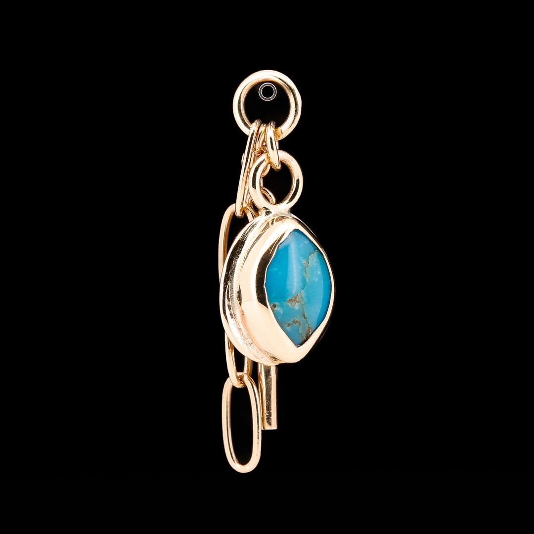 High Noon + Dendrite Collab  - Kingman Turquoise in 14kt Gold Chain Charm