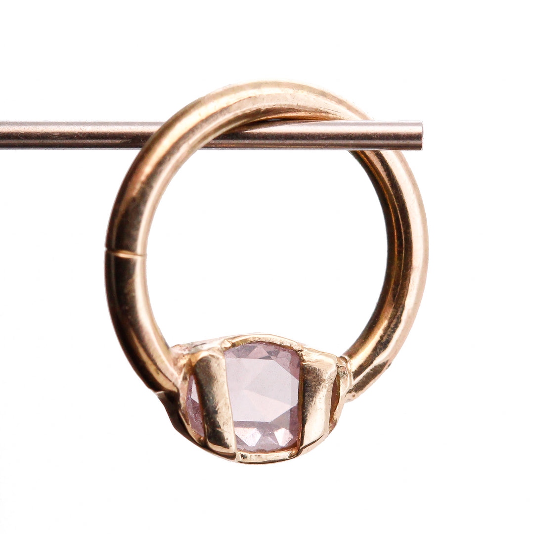 Pale Pink Spinel in Yellow Gold - 16ga Seam Ring
