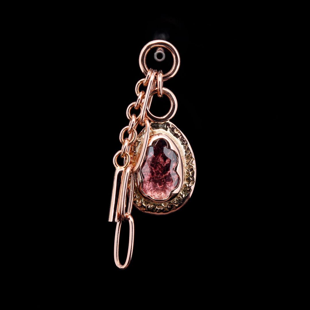 Rose Cut Purple Spinel in Rose Gold Scalloped Comet Charm