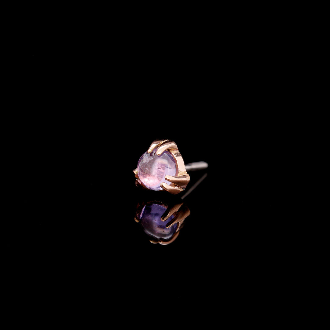 3mm Pink Sapphire set in 14kt Rose Gold Threadless end