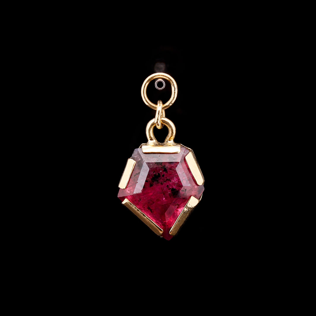 Pink & Black Sapphire in 18kt Yellow Gold Charm