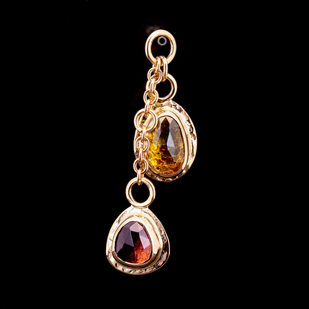 Rose Cut Yellow & Pink Tourmaline in 14kt Yellow Gold Tanagra Charm
