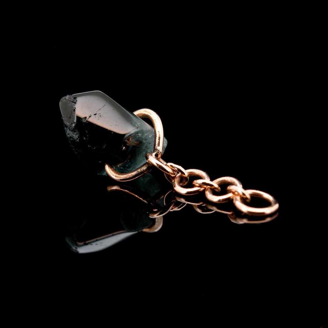 Freeform Black Tourmaline + 14kt Rose Gold Chain Charm