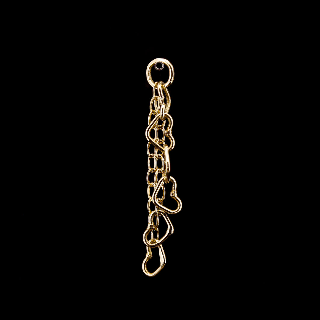 Heart Cascade Chain Charm - 14kt Yellow Gold