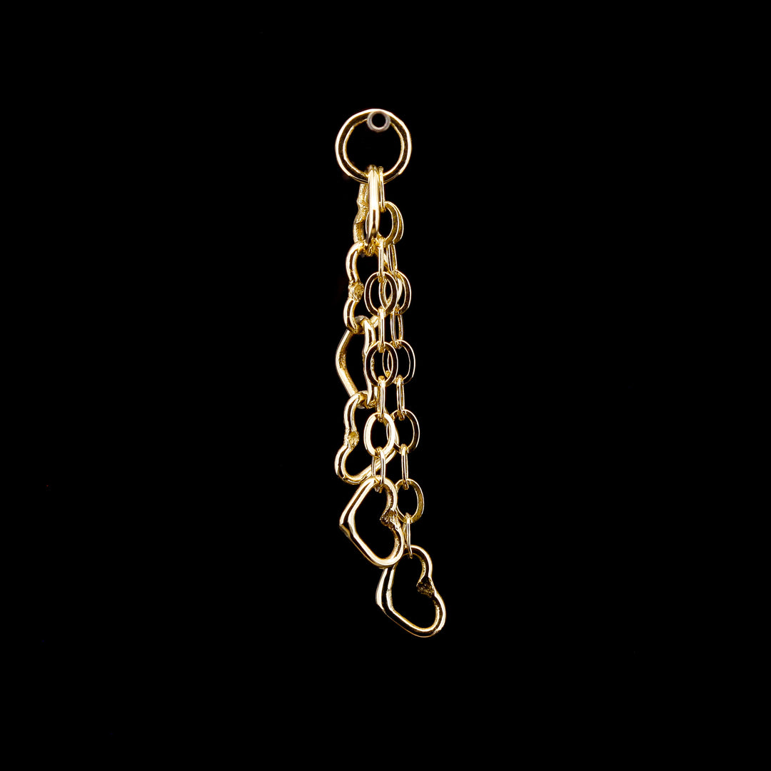 Heart Cascade Chain Charm - 14kt Yellow Gold