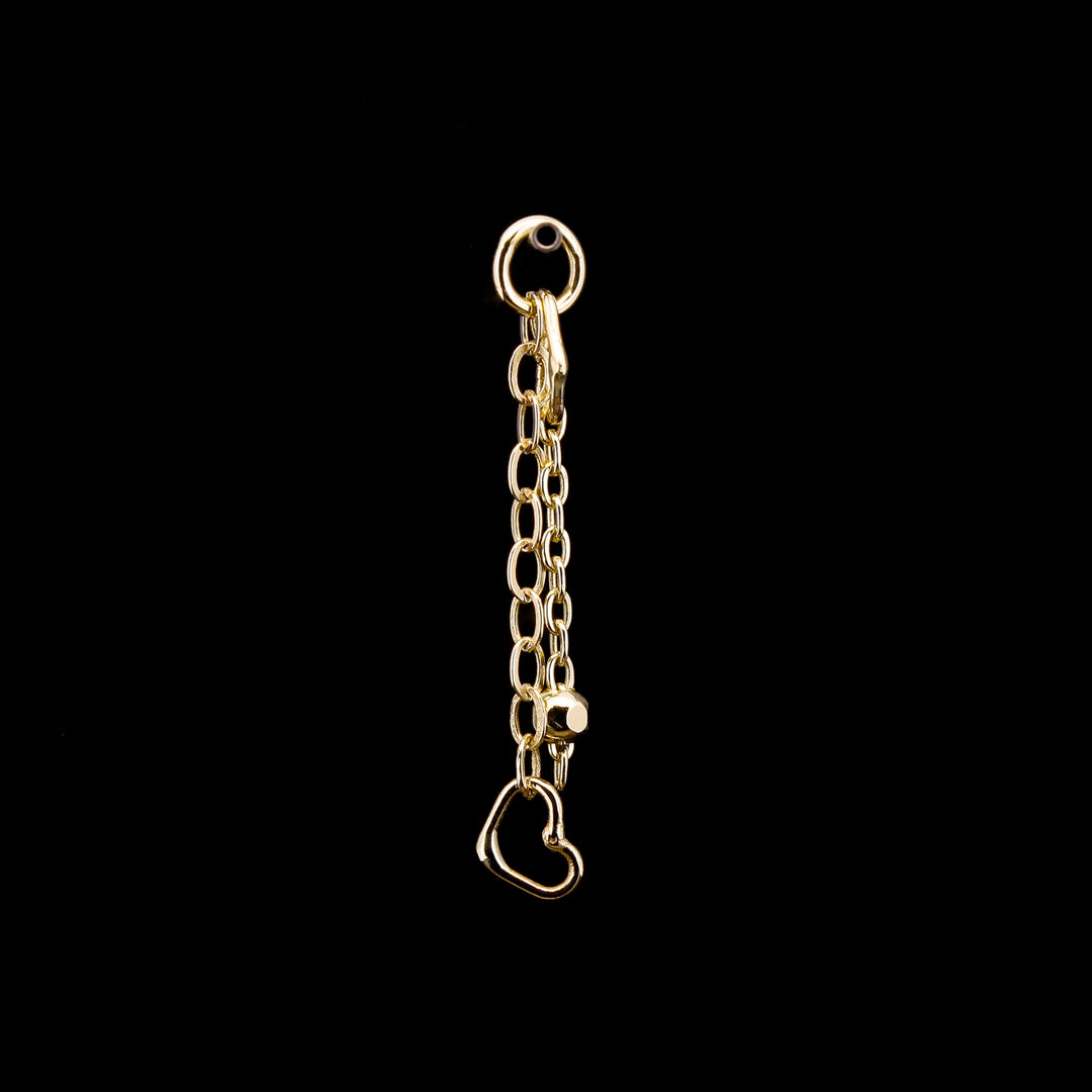 Heart + Bead Chain Charm - 14kt Yellow Gold