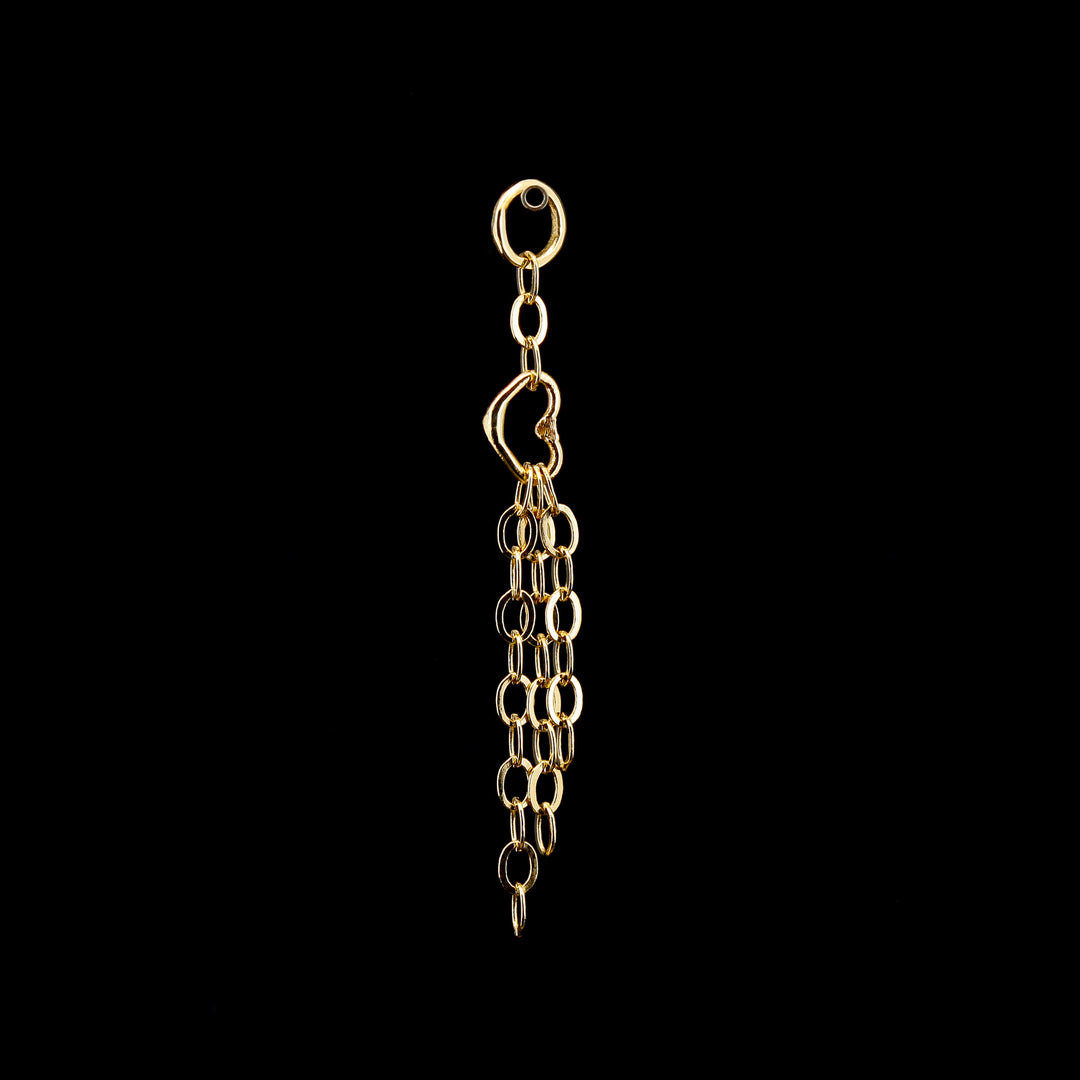 Shooting Heart Chain Charm - 14kt Yellow Gold