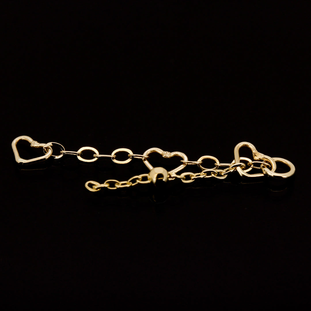Hearts & Bead Chain Charm - 14kt Yellow Gold