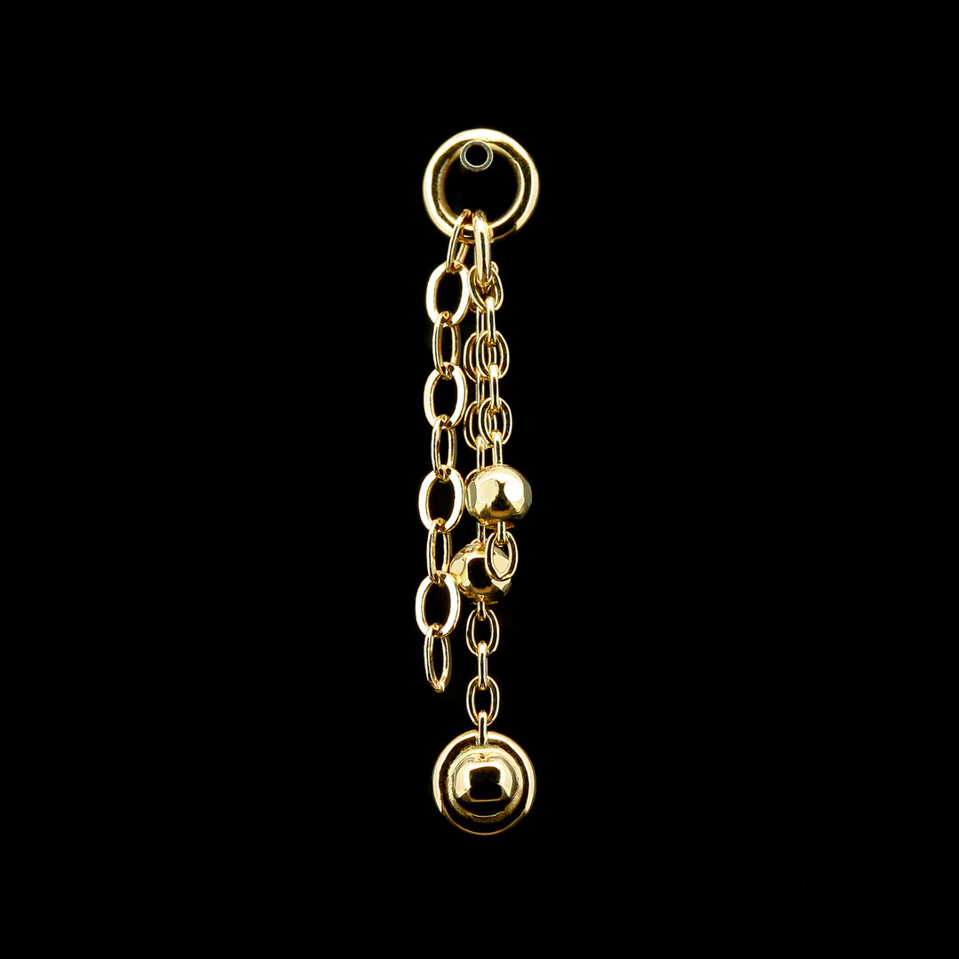 Saturn Bead Chain Charm - 14kt Yellow Gold