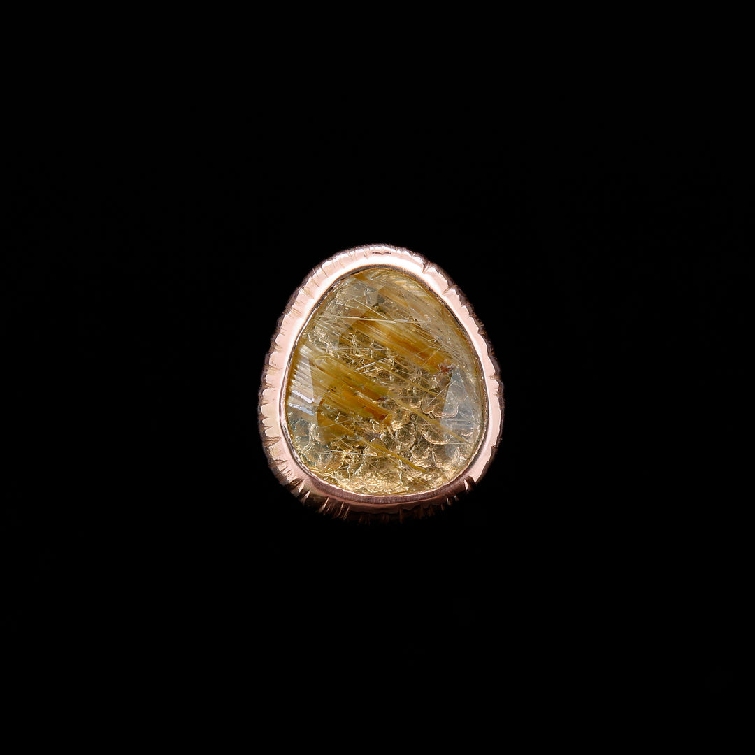 Rutilated Quartz in 14kt Rose Gold "Josey" - 14ga Threaded end