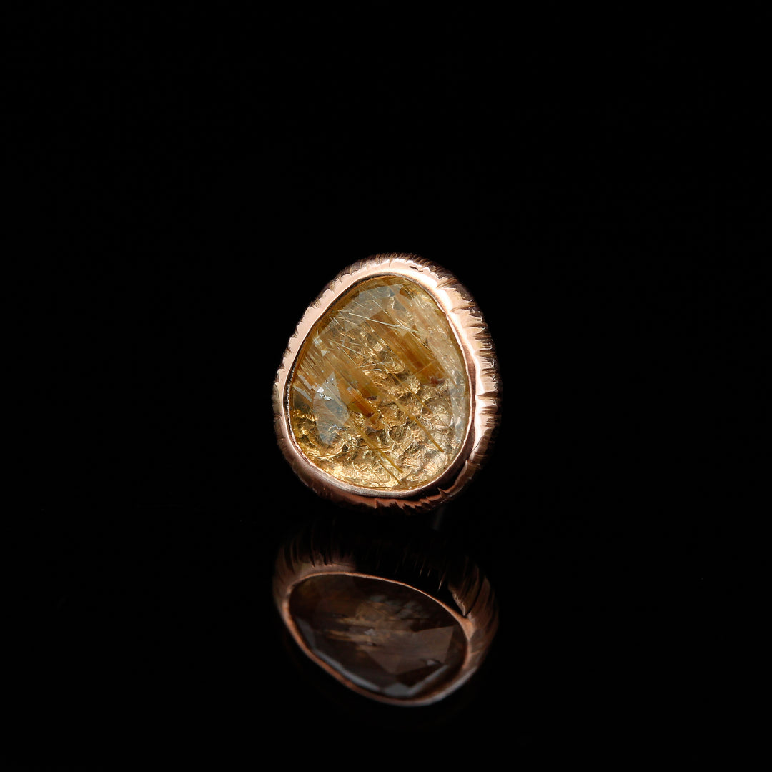 Rutilated Quartz in 14kt Rose Gold "Josey" - 14ga Threaded end