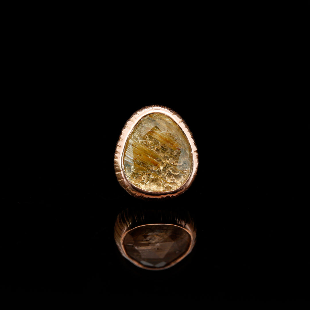 Rutilated Quartz in 14kt Rose Gold "Josey" - 14ga Threaded end