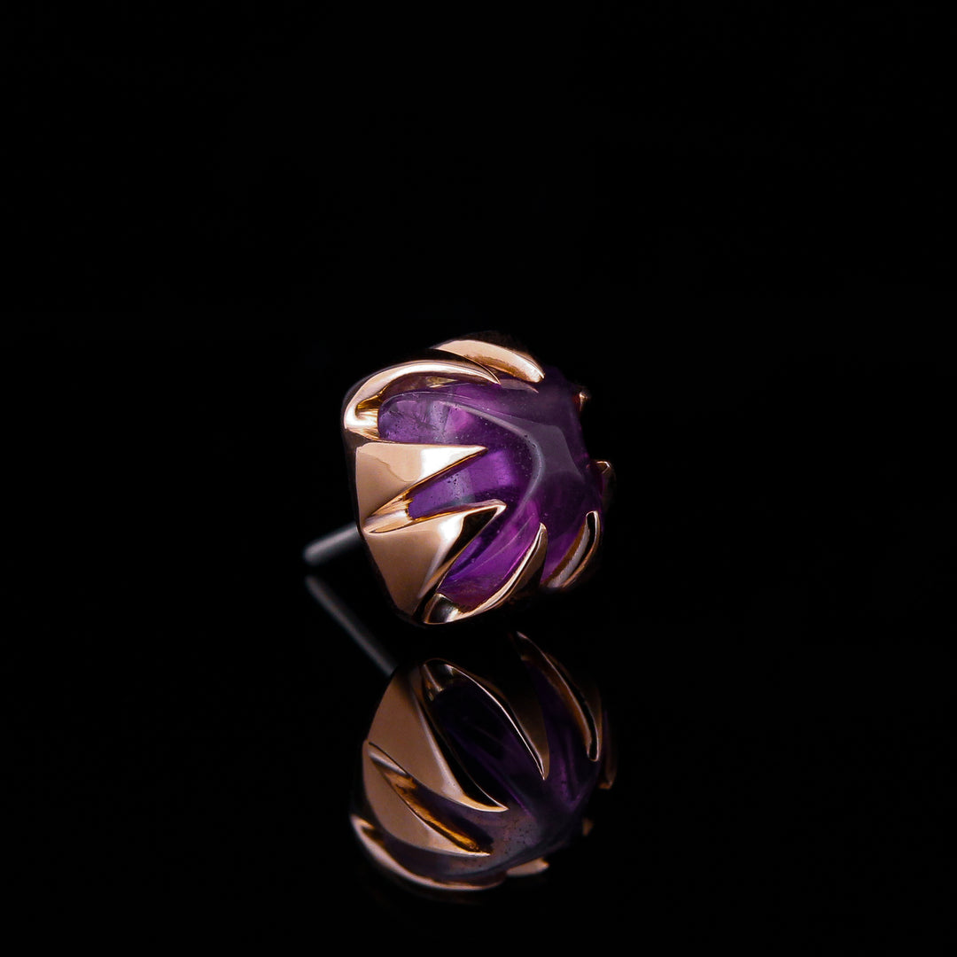 Square Amethyst in 14kt Rose Gold - Threadless end