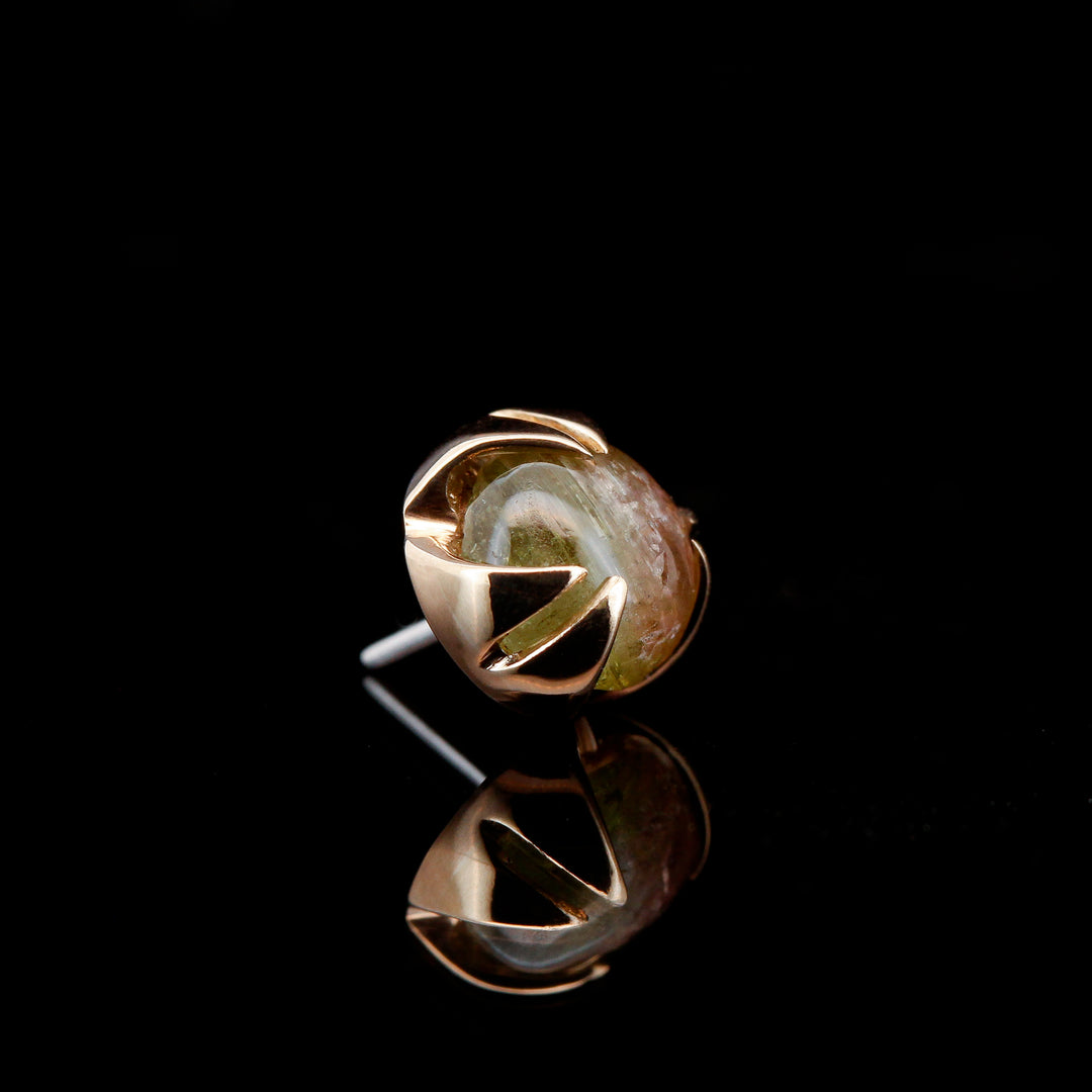 Melon Tourmaline in 14kt Yellow Gold - Threadless end