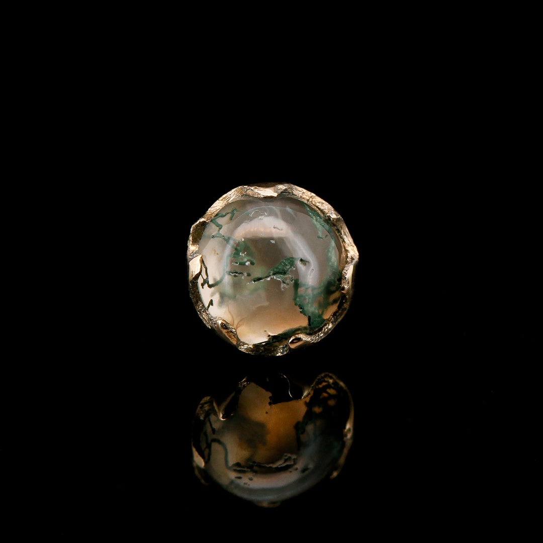 Moss Agate in 14kt Yellow Gold Threadless end