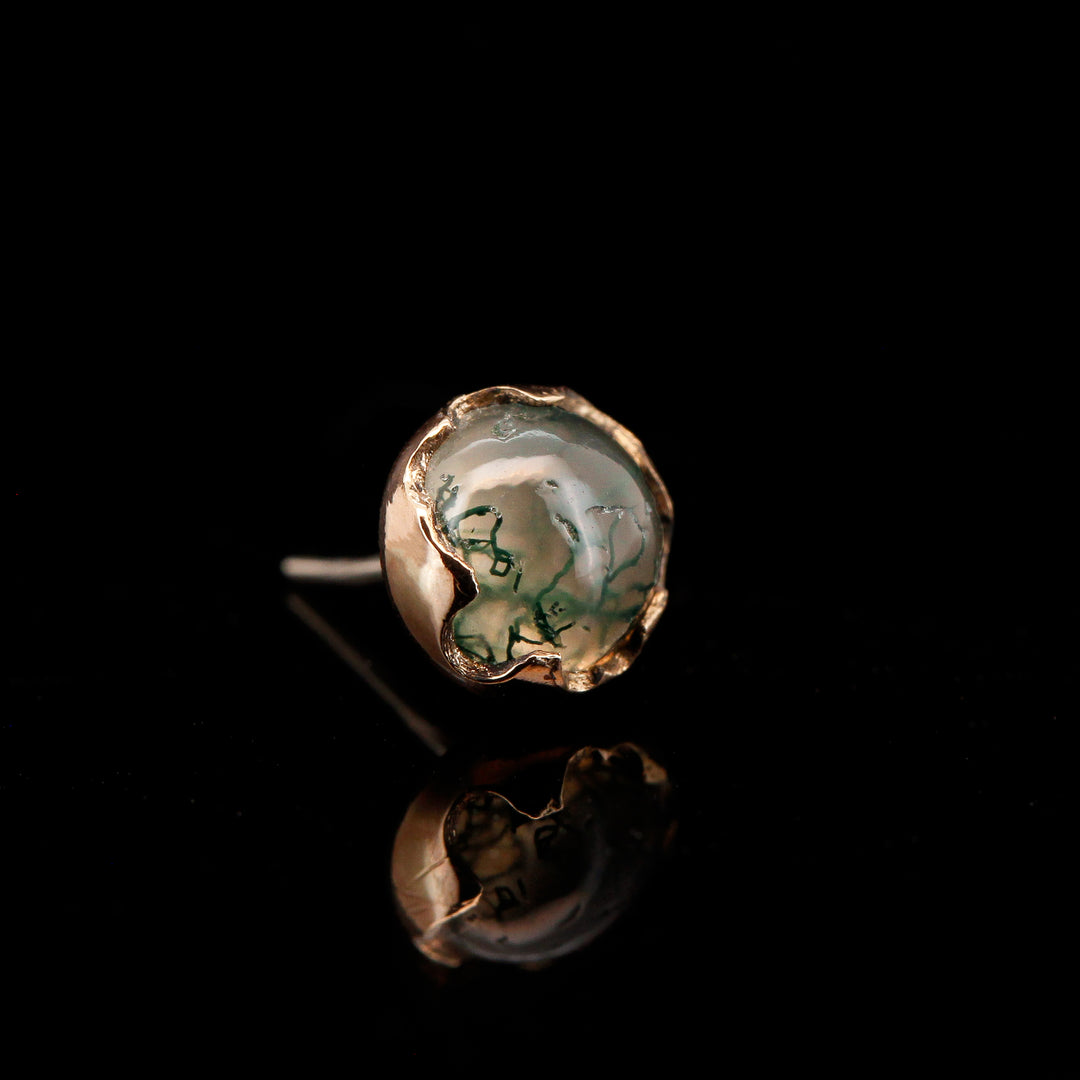 Moss Agate in 14kt Yellow Gold Threadless end