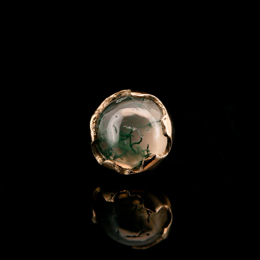 Moss Agate in 14kt Yellow Gold Threadless end