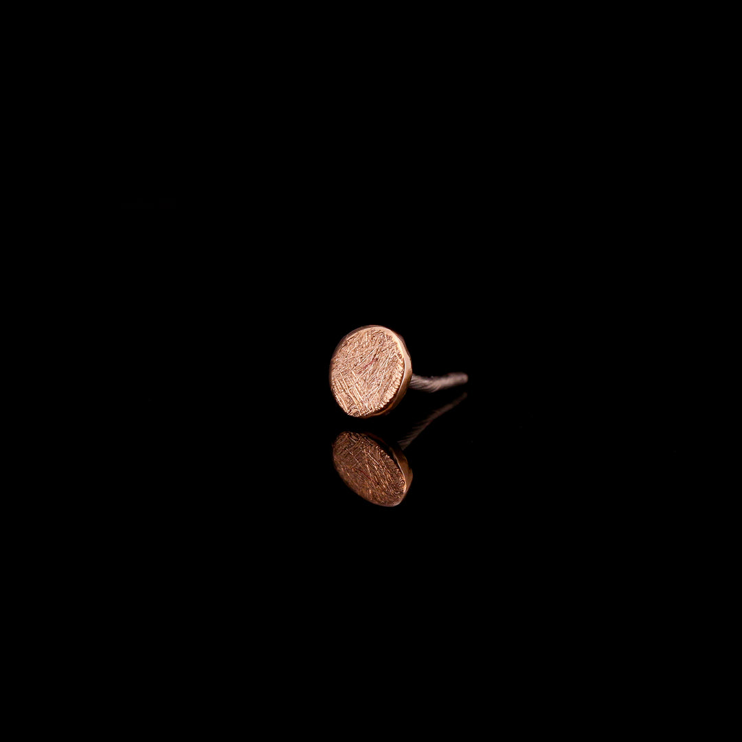 18kt Rose Gold Textured Disk Threadless end