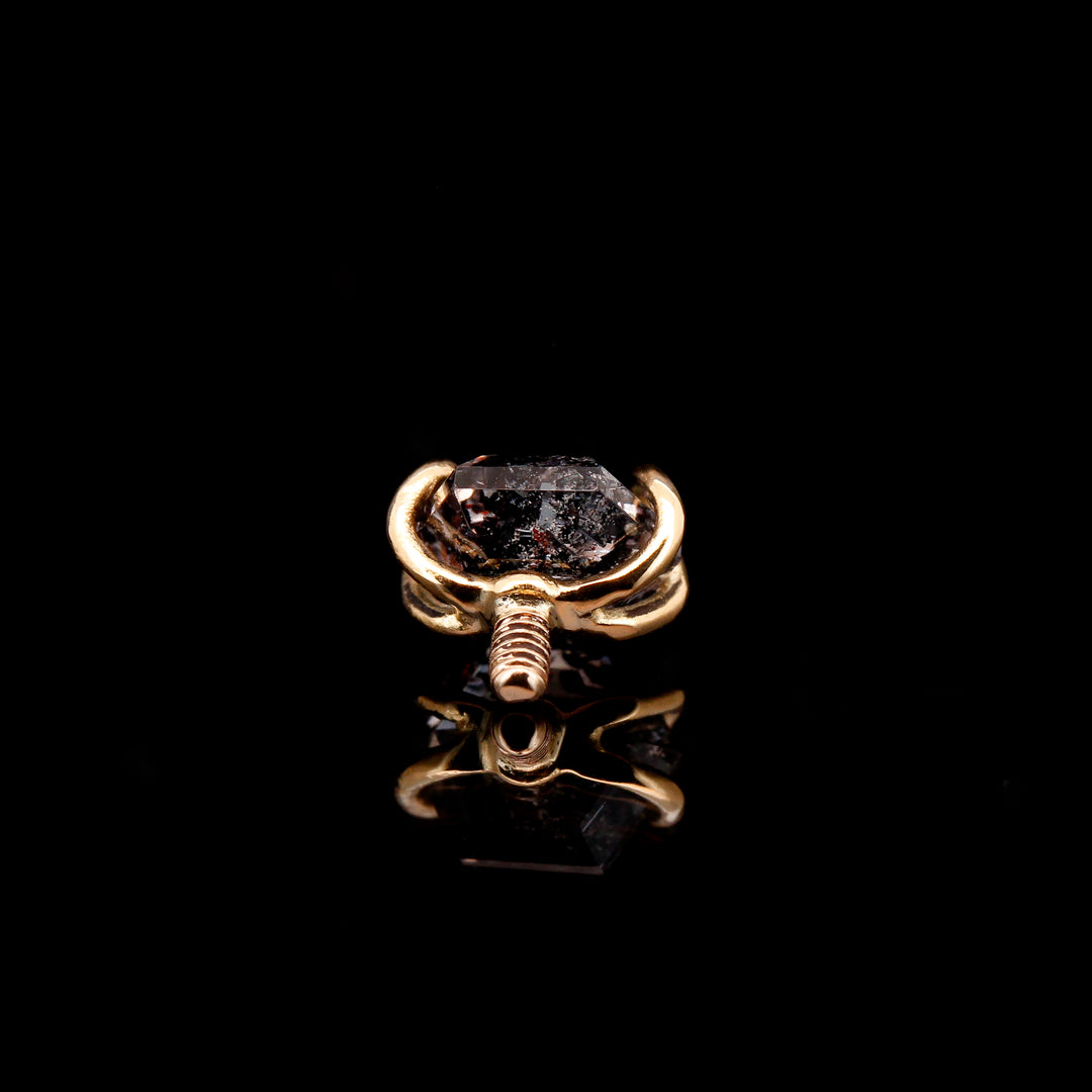 Disco Fire Quartz Hexagon in 18kt Yellow Gold - 14ga Threaded end