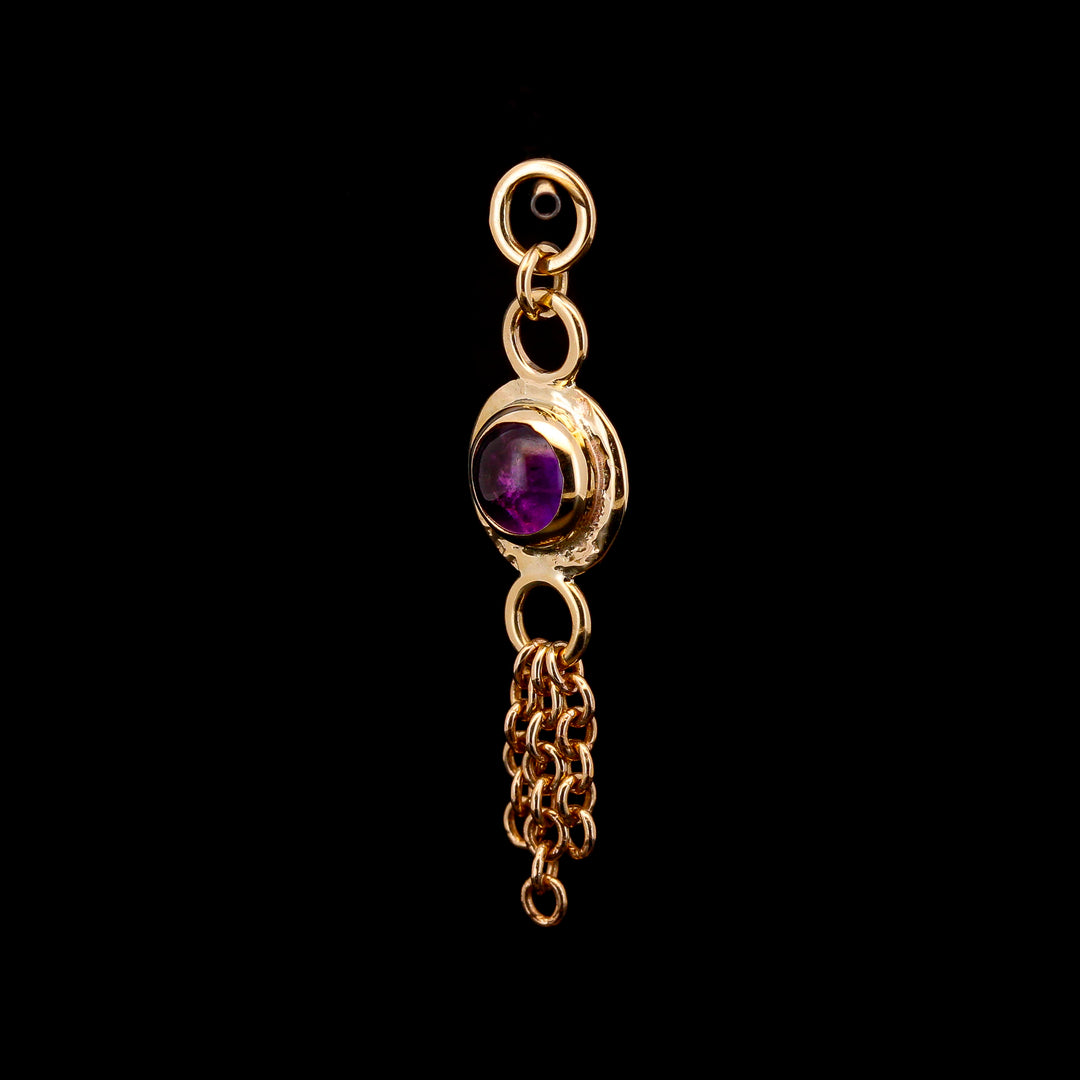 Amethyst in Yellow Gold Tassel Charm