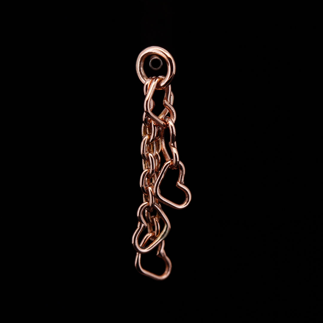 Rose Gold Heart Cascade Chain Charm