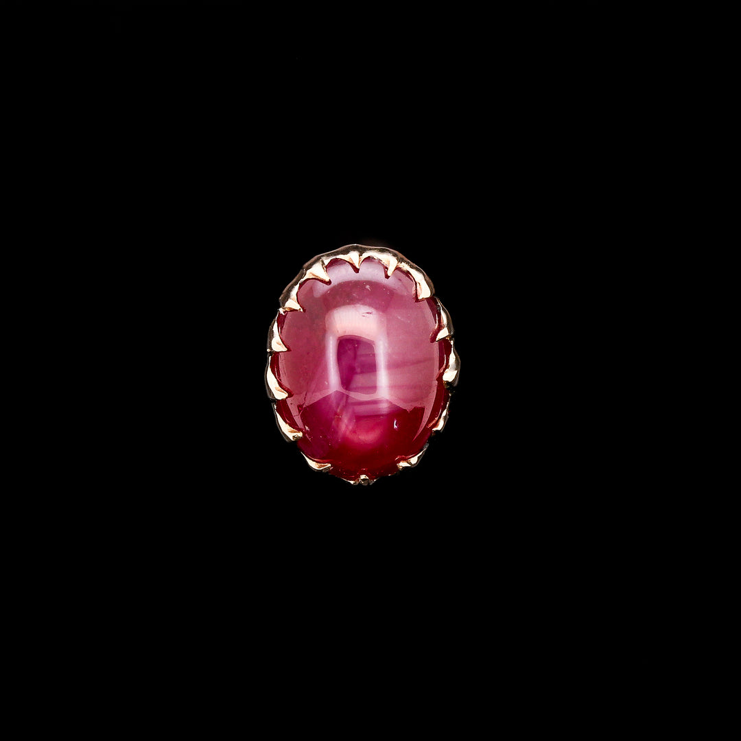Star Ruby in Yellow Gold - 14ga Threaded end