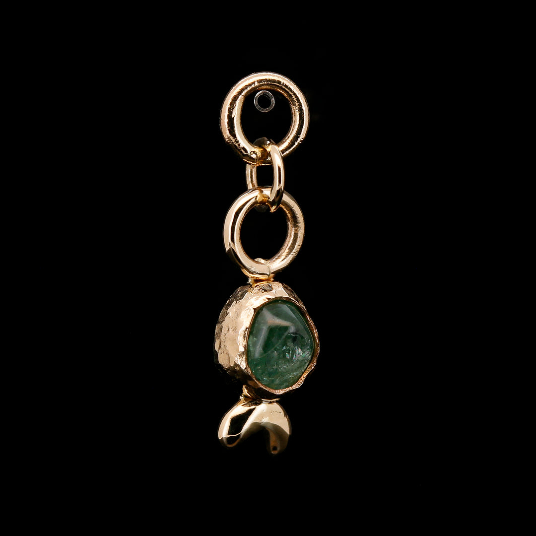 Green Tourmaline in Yellow Gold Charm